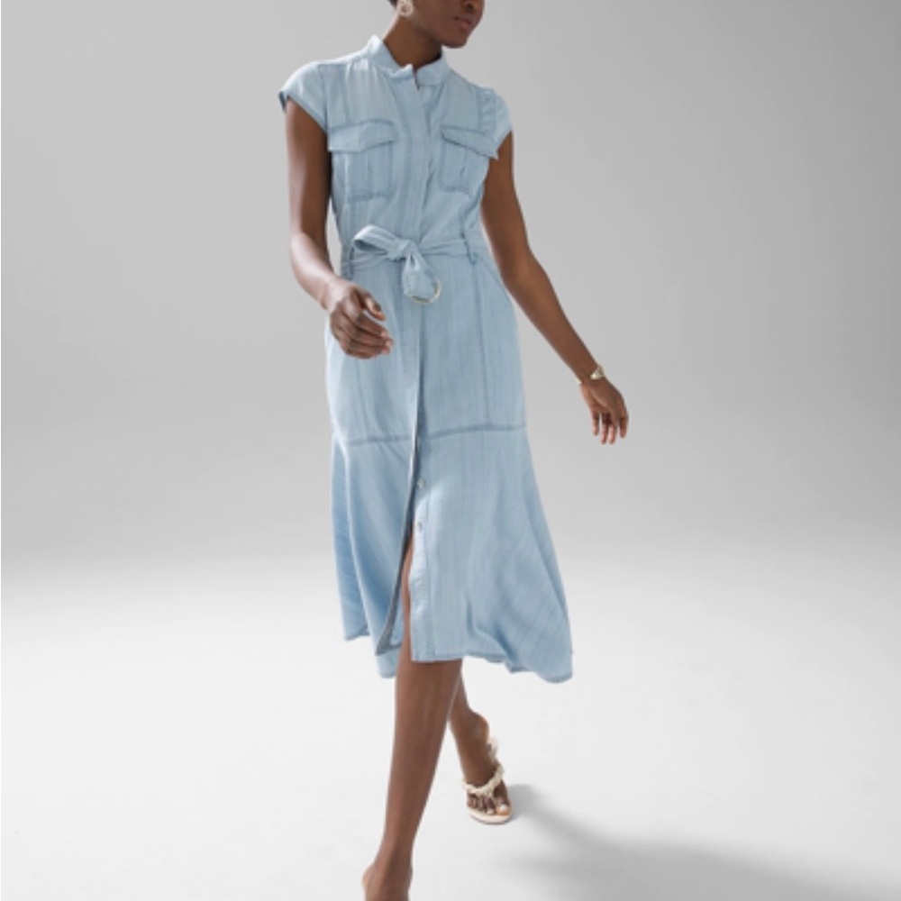 NWT White House Black Market Sky Blue Midi Dress